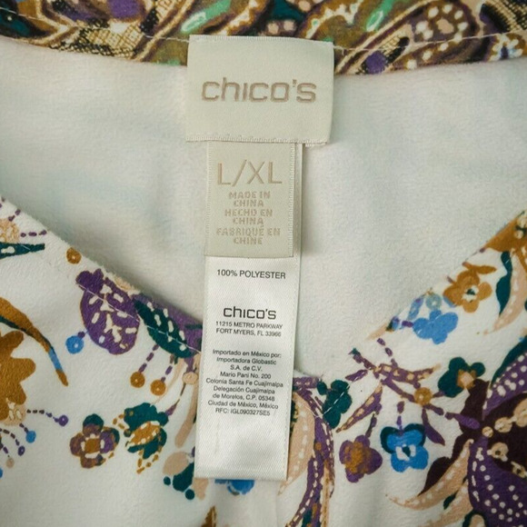 Chico's 2 3 Size Large L XL Paisley Print Faux Suede V Neck Poncho Topper - Picture 4 of 6